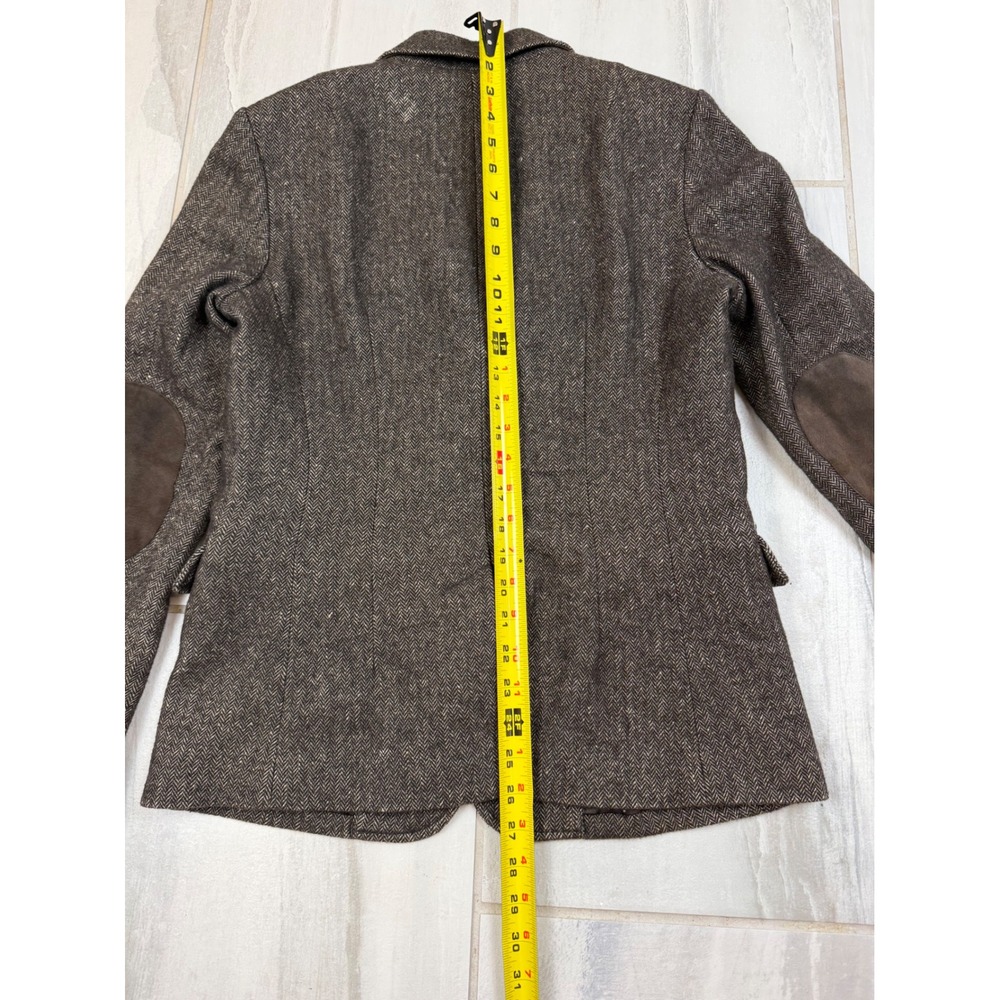 Banana Republic Heritage Wool Linen Herringbone Blazer Brown Elbow Patch Size 8 - Picture 7 of 10